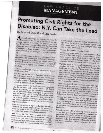 New York State Bar Bulletin Article Publised April 2019